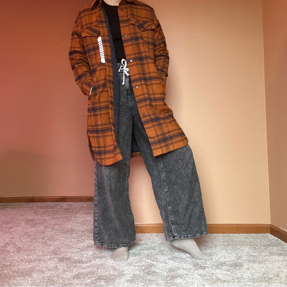 Duluth Trading Co. Women's Folklore Flannel Duster - Cider & Navy Plaid